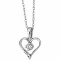 14K White .03 CTW Diamond Heart Pendant w/ 18" Rope Chain